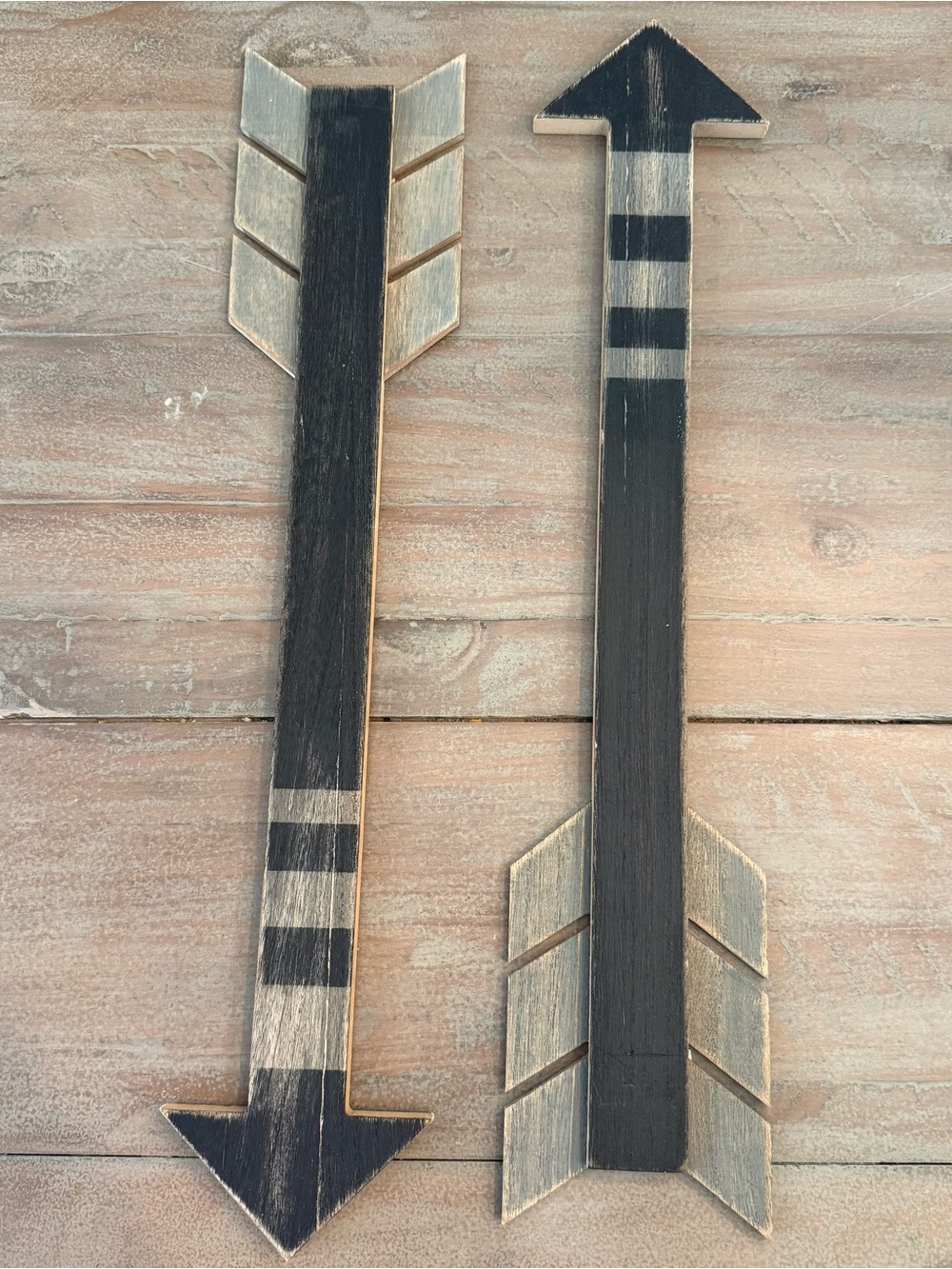 Rustic Black and Distressed Wood Arrow Wall Decor